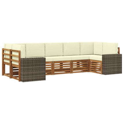 Sektionsoffgrupp med kudde 7 pcs Naturlig och Grädde Polyester