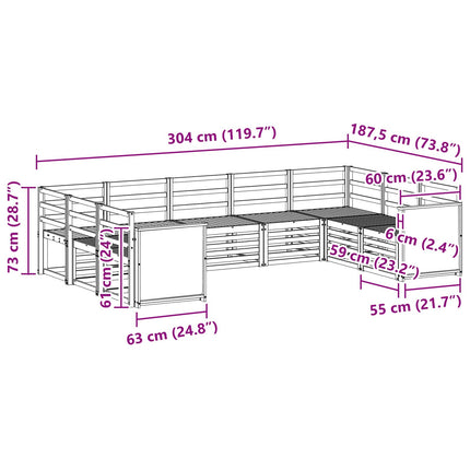 Sektionsoffgrupp 7 pcs Naturlig Massivt Akaciaträ