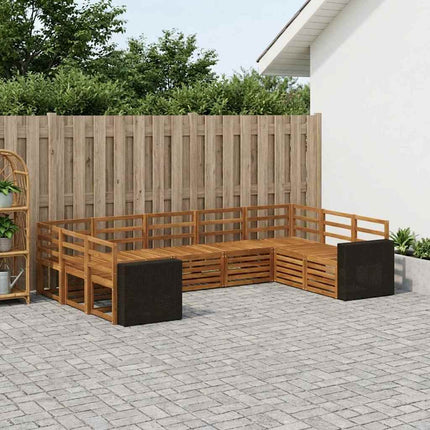 Sektionsoffgrupp 9 pcs Naturlig Massivt Akaciaträ