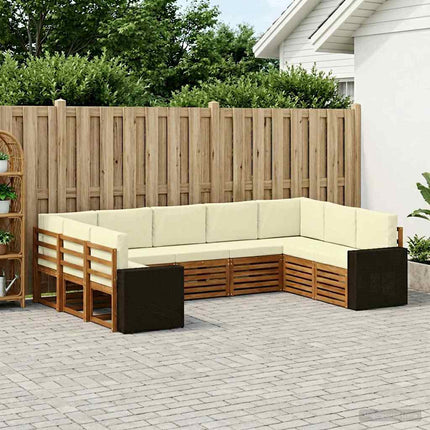 Sektionsoffgrupp med kudde 9 pcs Naturlig och Grädde Polyester