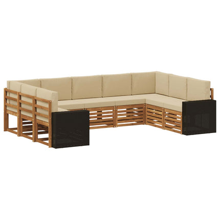 Utomhussoffset 9 st Naturlig och Beige Polyester