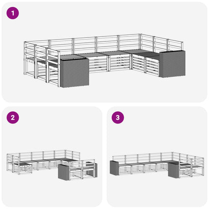 Sektionsoffgrupp 9 pcs Naturlig Massivt Akaciaträ