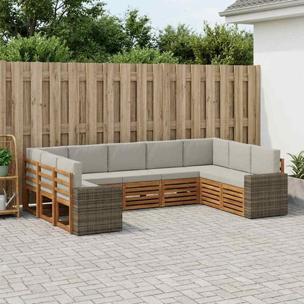 Sektionsoffgrupp med kudde 9 pcs Naturlig och ljusgrå Polyester