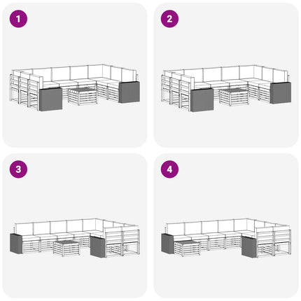 Soffgrupper 10 pcs Naturlig och ljusgrå Massivt Akaciaträ