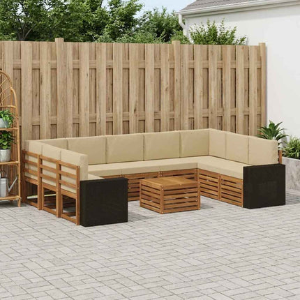 Soffgrupper 10 pcs Naturlig och Beige Massivt Akaciaträ