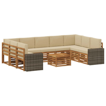 Soffgrupper 10 pcs Naturlig och Beige Massivt Akaciaträ