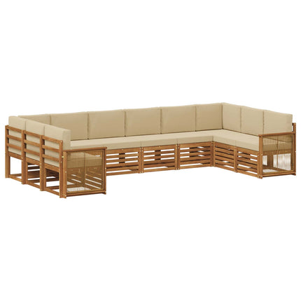 Sektionsoffgrupp 7 pcs Naturlig Massivt akaciaträ och polyester