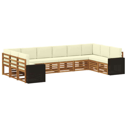 Utomhussoffset 10 pcs Naturlig och Grädde Polyester