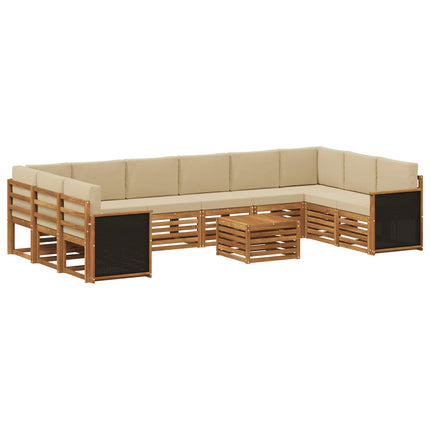 Utomhussoffset 8 pcs Naturlig Massivt akaciaträ och polyester