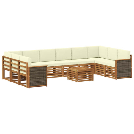 Utomhussoffset med kudde 8 pcs Naturlig och Grädde