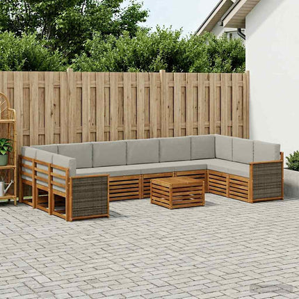 Utomhussoffset med kudde 8 pcs Naturlig och ljusgrå