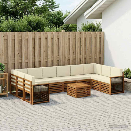 Utomhussoffset med kudde 8 pcs Naturlig och Grädde