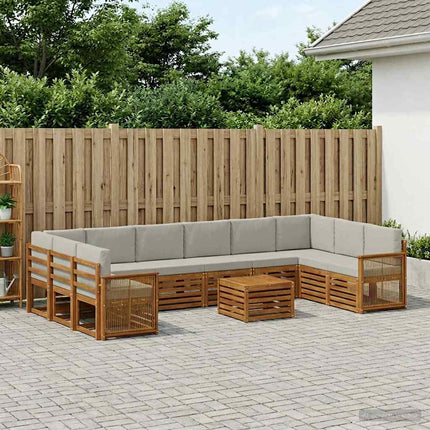 Utomhussoffset med kudde 8 pcs Naturlig och ljusgrå