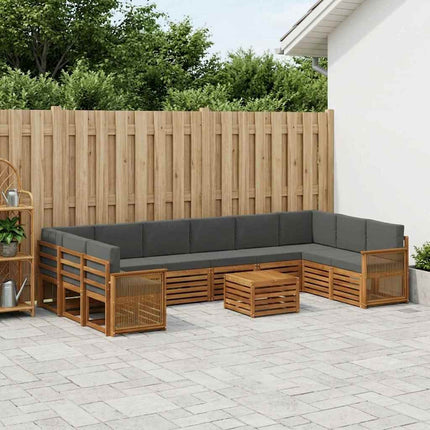 Utomhussoffset med kudde 8 pcs Naturlig och Antracit