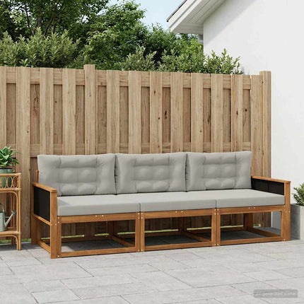 Utomhussoffset med kudde 3 pcs Naturlig och Ljusgrå