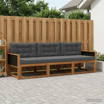 Utomhussoffset med kudde 3 pcs Naturlig och Antracit