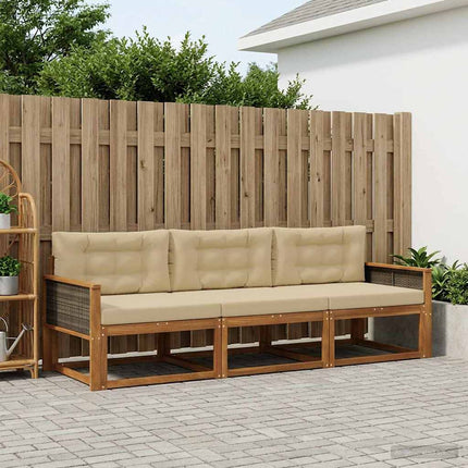 Utomhussoffset med kudde 3 pcs Naturlig och Beige