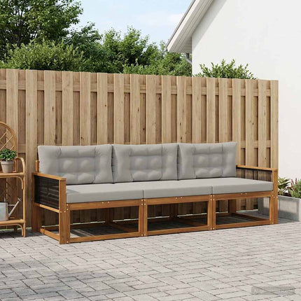 Utomhussoffset med kudde 3 pcs Naturlig och Ljusgrå