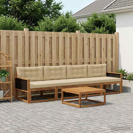 Utomhussoffset med kudde 5 pcs Naturlig och Beige