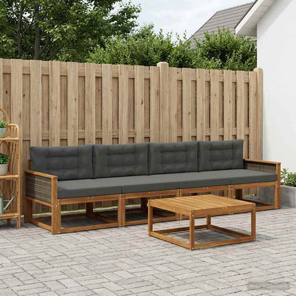 Utomhussoffset med kudde 5 pcs Naturlig och Antracit