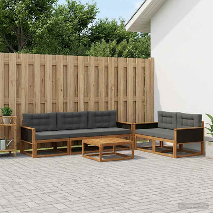 Utomhussoffset med kudde 6 pcs Naturlig och Antracit