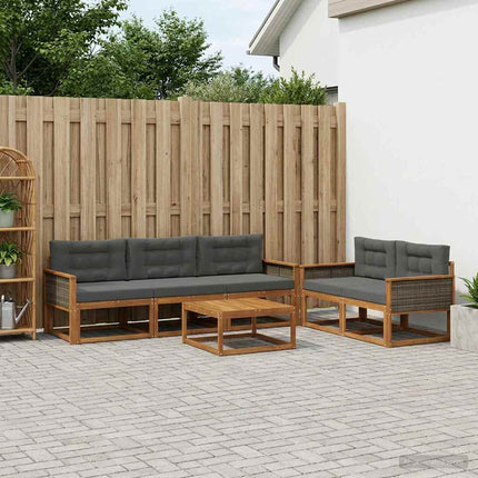 Utomhussoffset 6 pcs Naturlig och Antracit