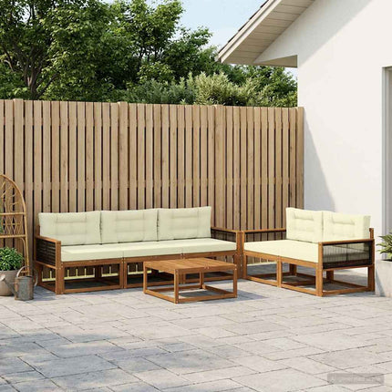 Utomhussoffset med kudde 6 pcs Naturlig och Grädde