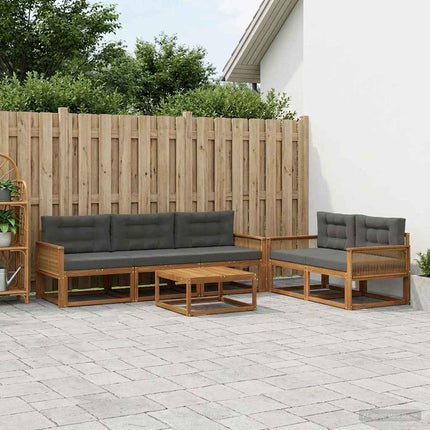 Utomhussoffset med kudde 6 pcs Naturlig och Antracit
