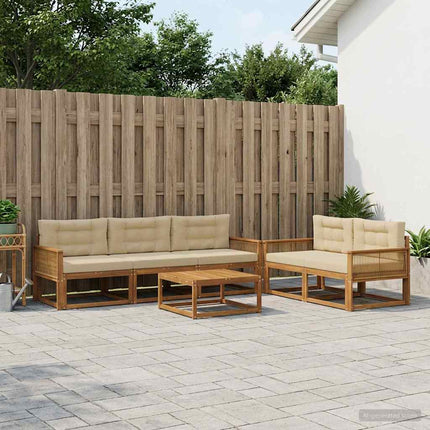 Utomhussoffset 6 pcs Naturlig och Beige