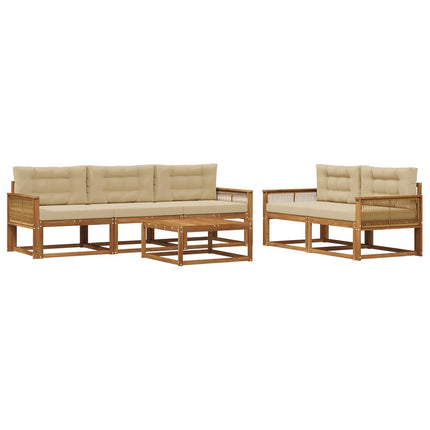 Utomhussoffset 6 pcs Naturlig och Beige