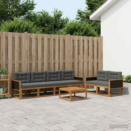Utomhussoffset med kudde 7 pcs Naturlig och Antracit