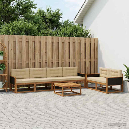 Utomhussoffset 7 pcs Naturlig och Beige