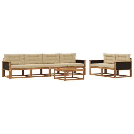 Utomhussoffset 7 pcs Naturlig och Beige