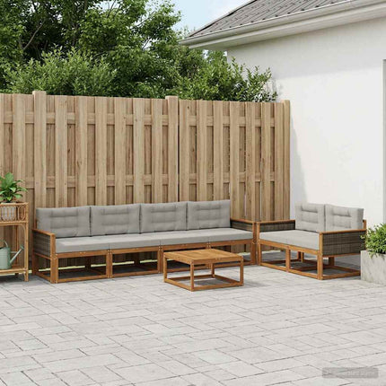 Utomhussoffset 7 pcs Naturlig och Ljusgrå