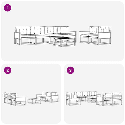 Utomhussoffset med kudde 7 pcs Naturlig och Beige