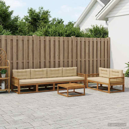 Utomhussoffset med kudde 7 pcs Naturlig och Beige