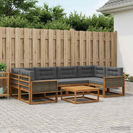 Utomhussoffset med kudde 7 pcs Naturlig och Antracit