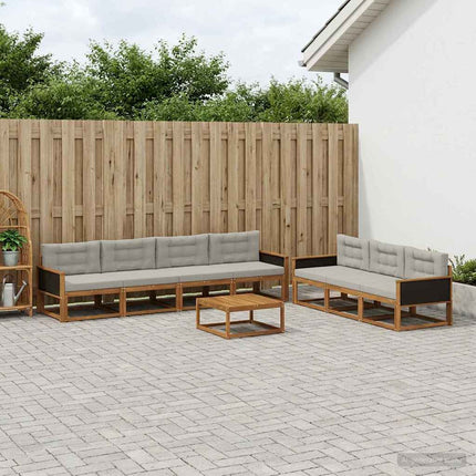 Utomhussoffset med kudde 8 pcs Naturlig och Ljusgrå