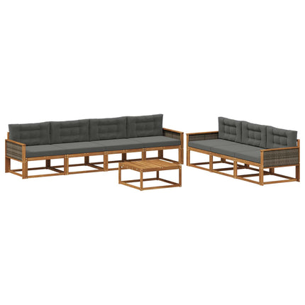 Utomhussoffset med kudde 8 pcs Naturlig och Antracit