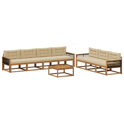 Utomhussoffset med kudde 8 pcs Naturlig och Beige