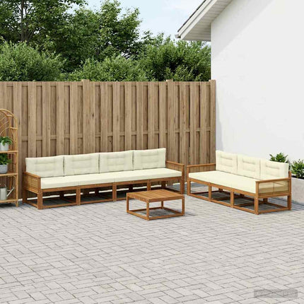 Utomhussoffset med kudde 8 pcs Naturlig och Grädde