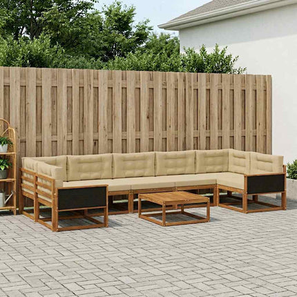 Utomhussoffset med kudde 8 pcs Naturlig och Beige