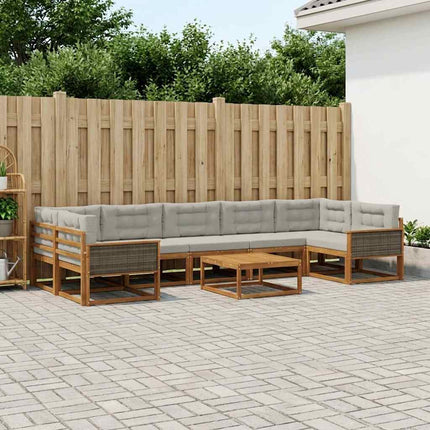 Utomhussoffset med kudde 8 pcs Naturlig och Ljusgrå