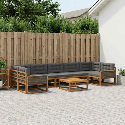 Utomhussoffset med kudde 8 pcs Naturlig och Antracit