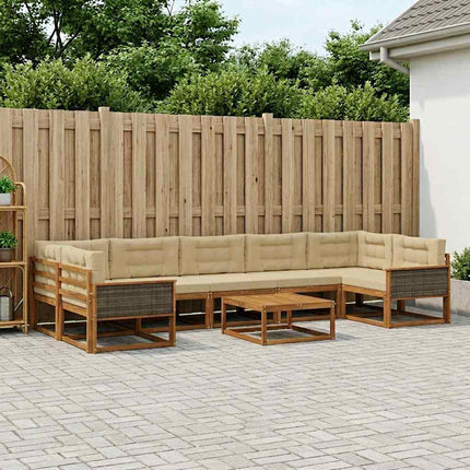 Utomhussoffset med kudde 8 pcs Naturlig och Beige