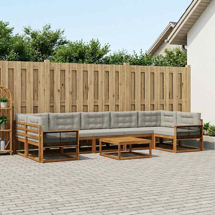 Utomhussoffset med kudde 8 pcs Naturlig och Ljusgrå