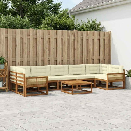 Utomhussoffset med kudde 8 pcs Naturlig och Grädde