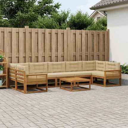 Utomhussoffset med kudde 8 pcs Naturlig och Beige