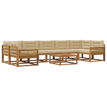Utomhussoffset med kudde 8 pcs Naturlig och Beige