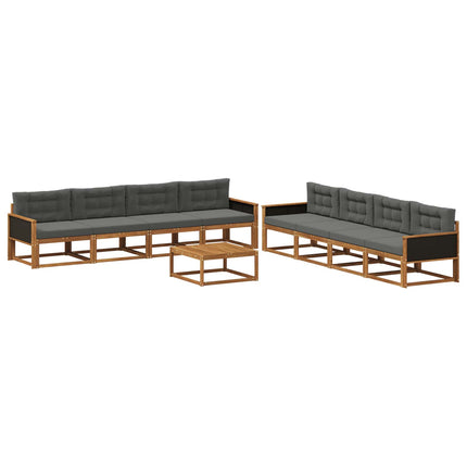 Utomhussoffset med kudde 9 pcs Naturlig och Antracit
